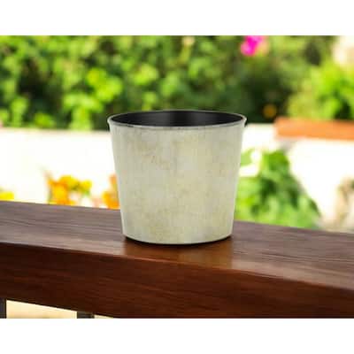 HomeRoots 6" Gray Recycled Plastic Indoor Outdoor Round Pot Planter