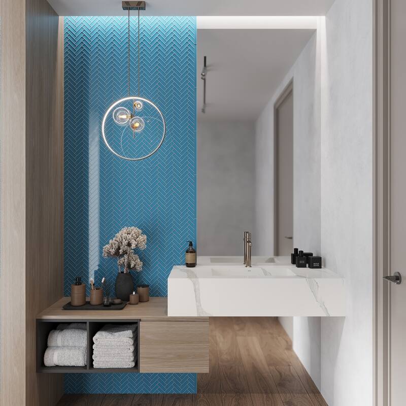 Apollo tile 0.5" x 12" Colorway Glossy Sapphire Blue Glass Tile (0.5 sq ft/case) - 10 Pack