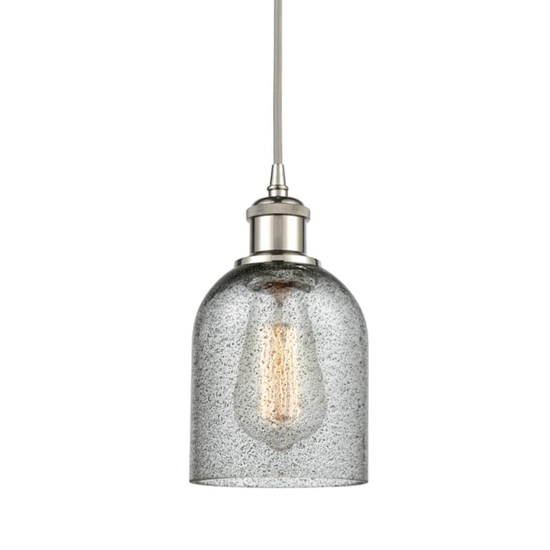 Innovations Lighting 516-1P-10-5 Caledonia Pendant Caledonia 5" Wide - Charcoal / Polished Nickel