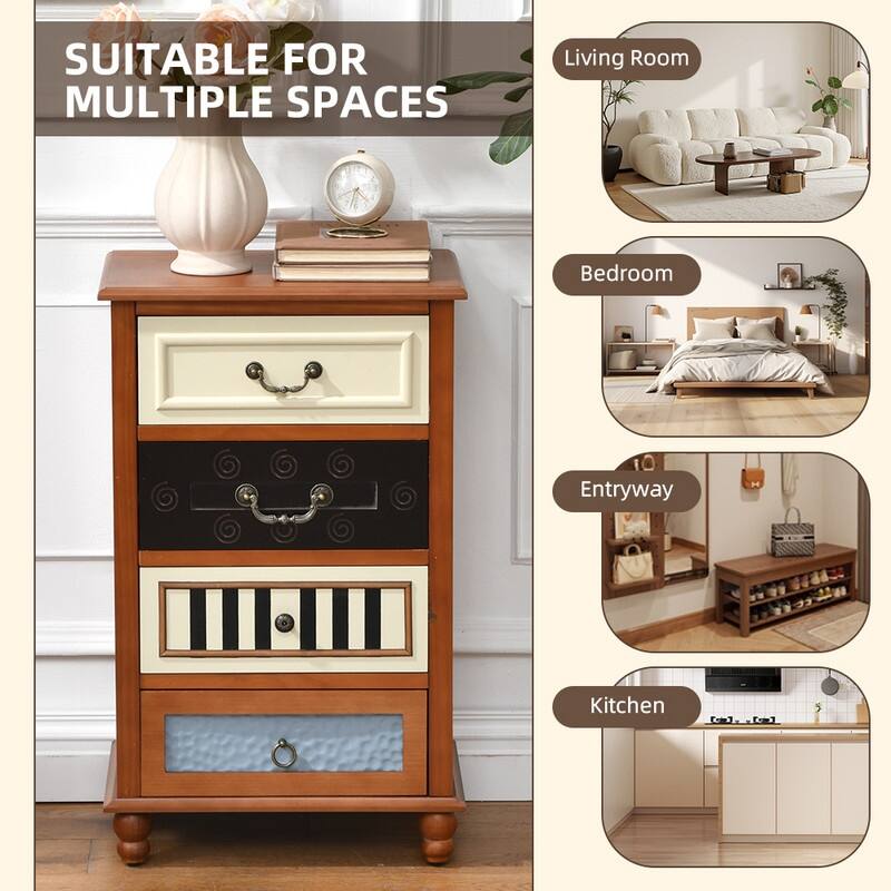 4-Drawer Hand-Carved Accent Chest