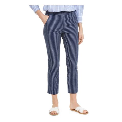 MAXMARA Womens Navy Zippered Striped Skinny Pants Size 2