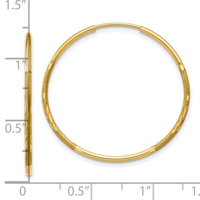 Curata 14k Yellow Gold Sparkle Cut Endless Hoop Earrings - 26x26mm