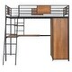 preview thumbnail 25 of 32, Twin Size Modern Loft Bed with Ladder and L-Shape Desk, Multifunctional Kids Teens Storage Bed Frame with Shelf and Wardrobe