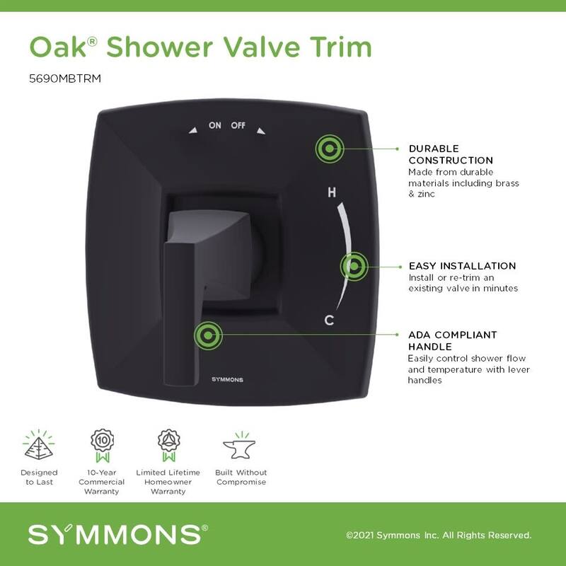 Symmons 5690TRM Oak Traditional Valve Trim Only with Single Lever