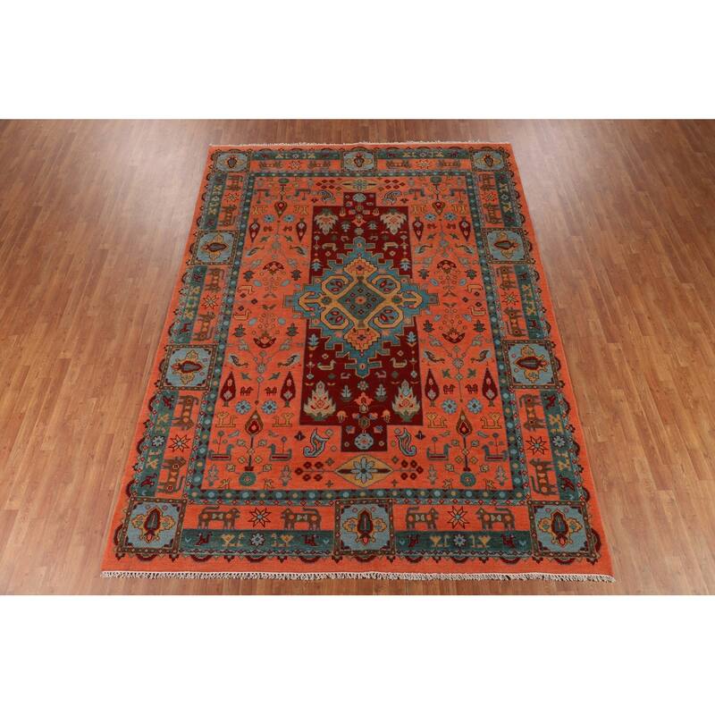 Tribal Geometric Kazak Oriental Area Rug Handmade Wool Carpet - 8'8" X 11'8"