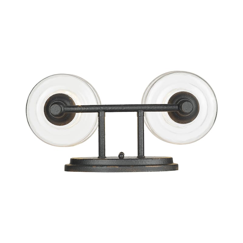 Golden Lighting Keating 2-light Vanity in Antique Black Iron