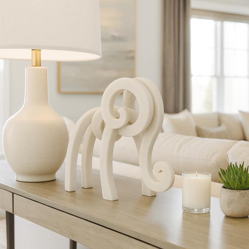 Resin Sculpture Modern Ninove Abstract Elephant Design - 10" White - 12.75" x 4.5" x 10.25"