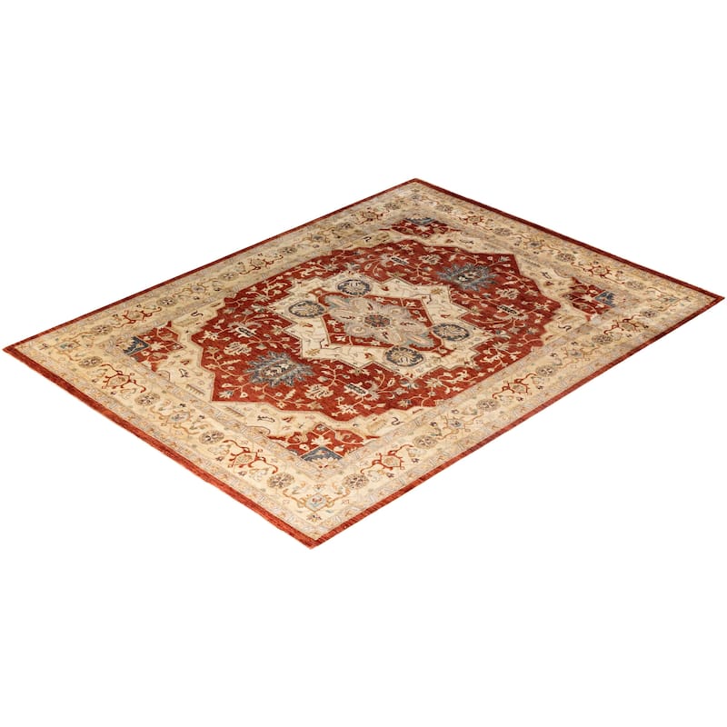 Oushak One-of-a-Kind Handmade Area Rug, Beige - 9' 1" x 12' 3"