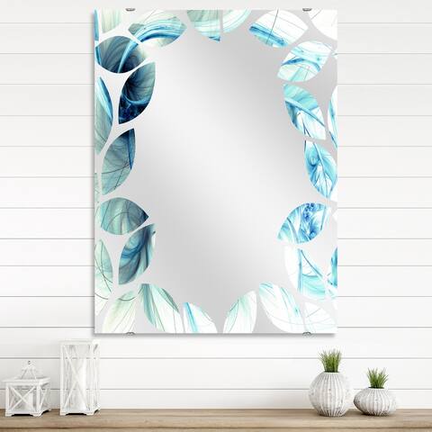 Designart 'Light Blue Fractal Flower Soft Pattern' Floral Printed Wall Mirror
