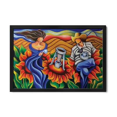 Coffee On Flowers Premium Framed Poster by Dixie Miguez