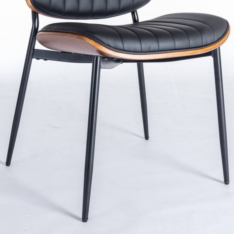 Mid Century Modern Faux Leather Dining Chairs Set of 2 with Metal Legs