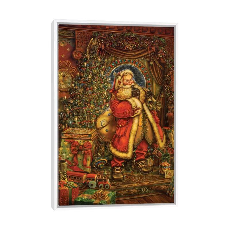 iCanvas "Christmas Presence" by Myles Pinkney Framed Canvas Print - White - 26x18