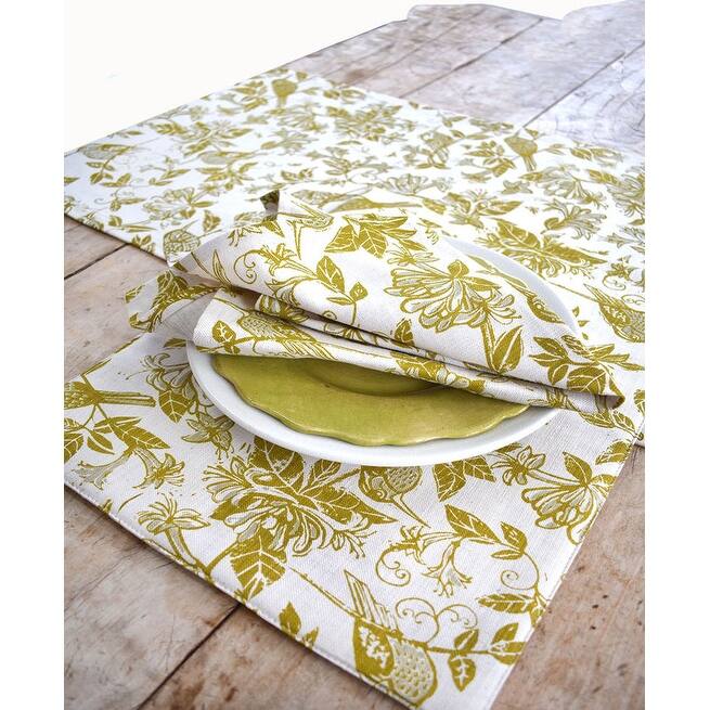 French Home Set of 4 Honeysuckle Placemats - Chartreuse