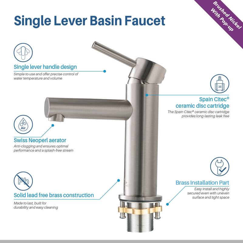 Blossom Round Single Handle Bathroom Sink Faucet, Single Hole