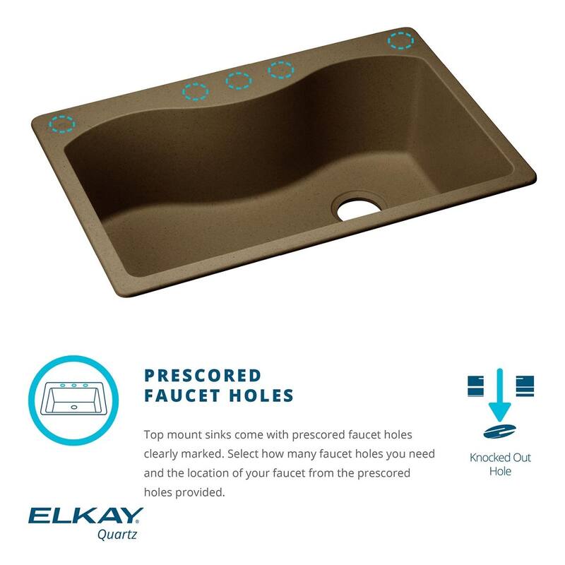 Elkay Quartz Classic 33" x 22" x 10", Equal Double Bowl Drop-in Sink with Aqua Divide