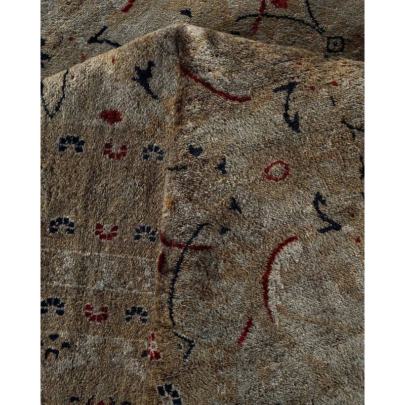 Overton Hand Knotted Wool Vintage Inspired Modern Contemporary Overdyed Gray Area Rug - 9' 1" x 12' 1"
