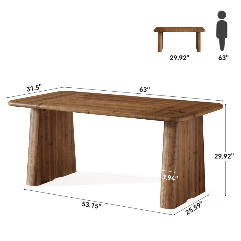 63 Inch Large Wood Executive Office Desk with Double Pedestal Base