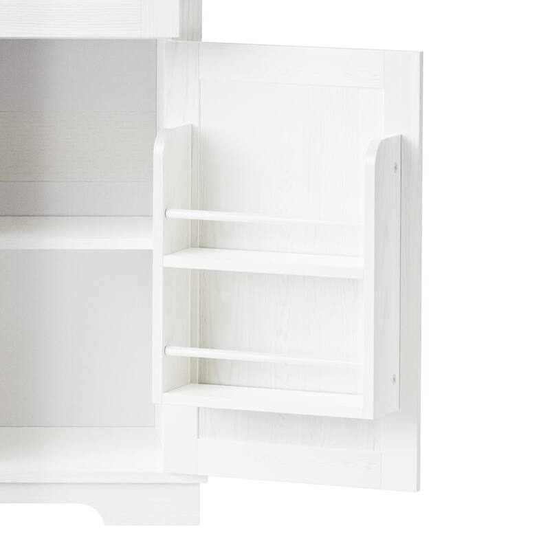 71" Rustic Pantry Cabinet Bar Storage Cabinet with Hutch, Sliding Door, 3 Drawers, Wine & Glass Rack, Pegboard, Power Outlet