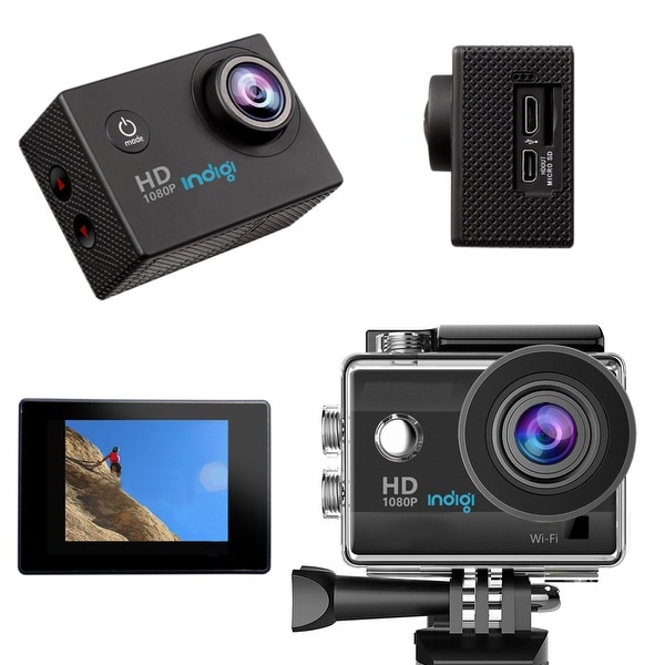 Indigi NEW 4K Waterproof Action Sports CAM DVR, Wide Angle Lens - 1.5" LCD, Mounts Included - WiFi Enabled to iOS & Android