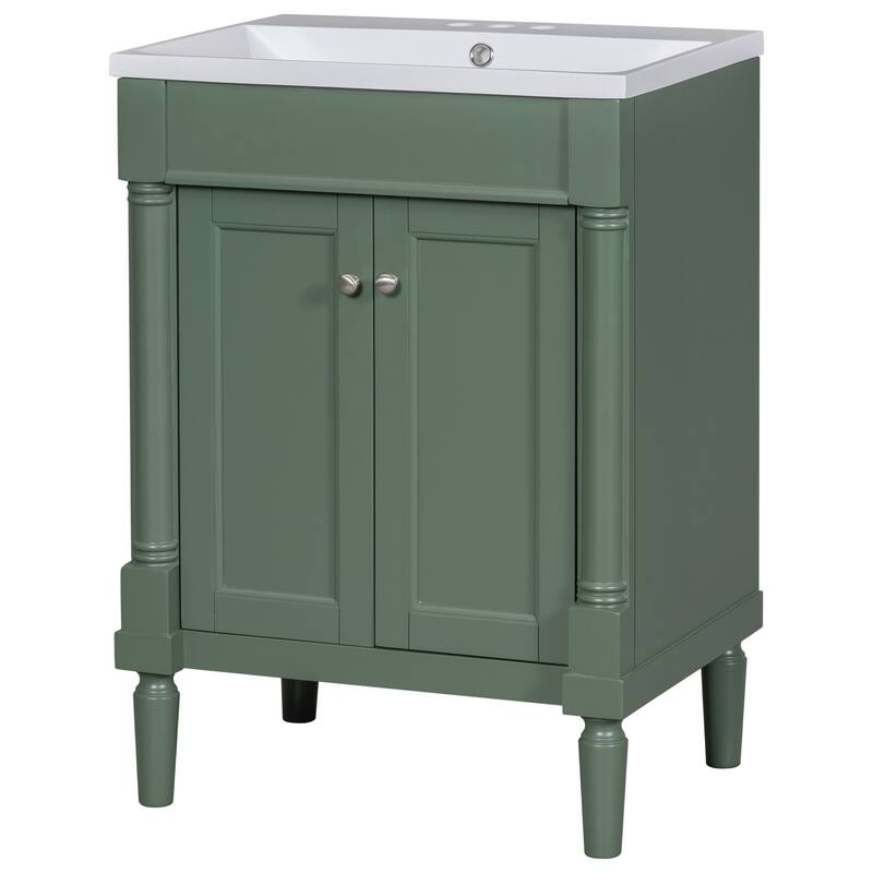 24'' Bathroom Vanity with Top Sink, 2-Tier Modern Bathroom Storage Cabinet
