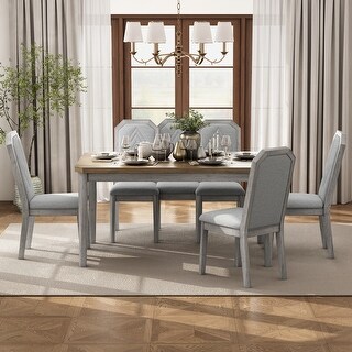 TREXM 7-Piece Farmhouse Dining Set - Bed Bath & Beyond - 42227902