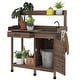 preview thumbnail 2 of 25, Outsunny Potting Bench Table with Faucet, Sink, Hooks and Storage Cabinet, Outdoor Prep Table Gardening Bench