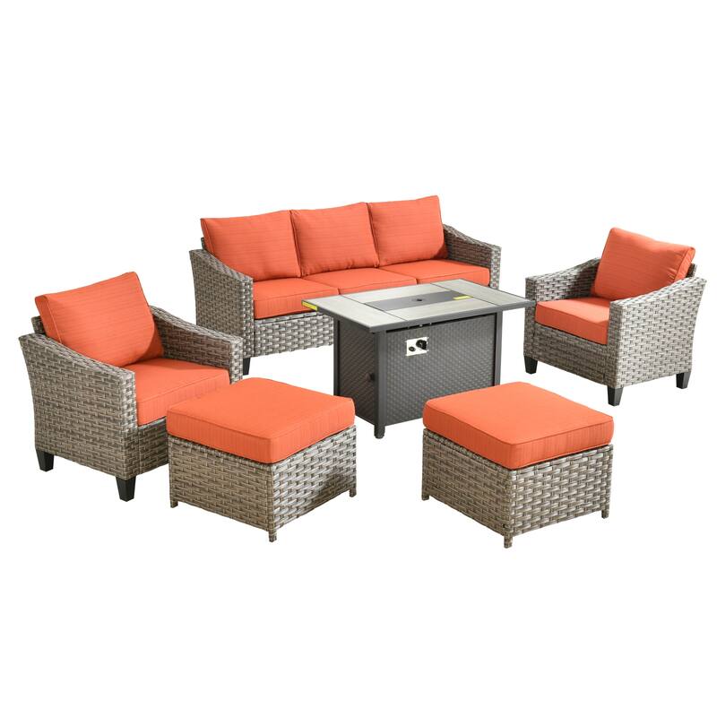 XIZZI Outdoor Patio Furniture Set with Fire Pit Table