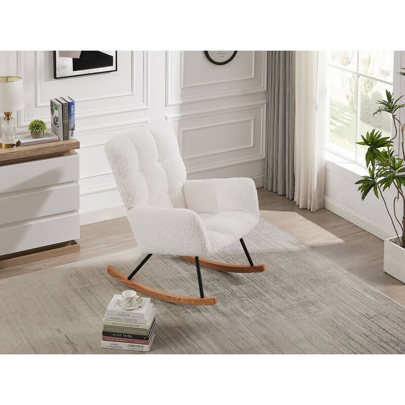 Rocking Chair Nursery Glider Chair High Back Rocking Armchair Upholstered Lounge Chair