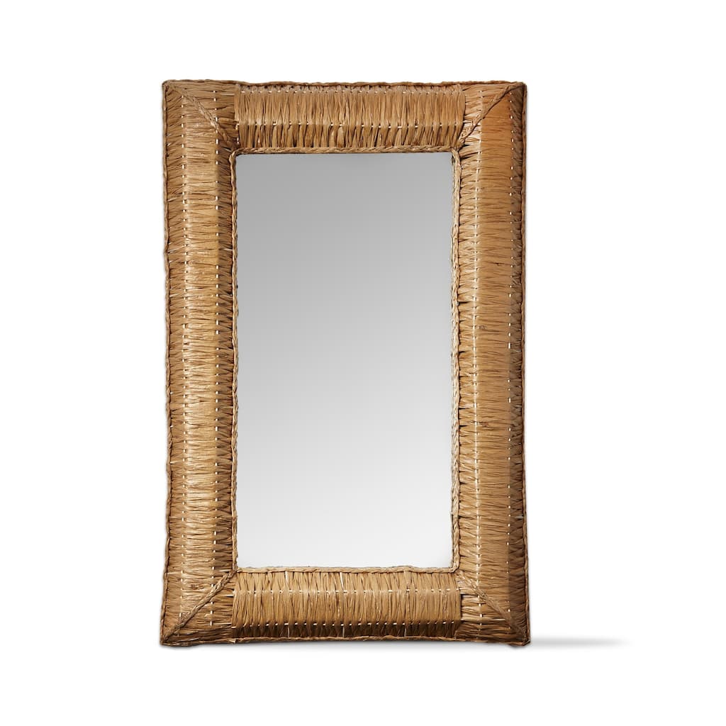 Seagrass Rectangle Wall Mirror Natural Wall Art 37x24 Everyday Decor Wipe Clean with Damp Cloth