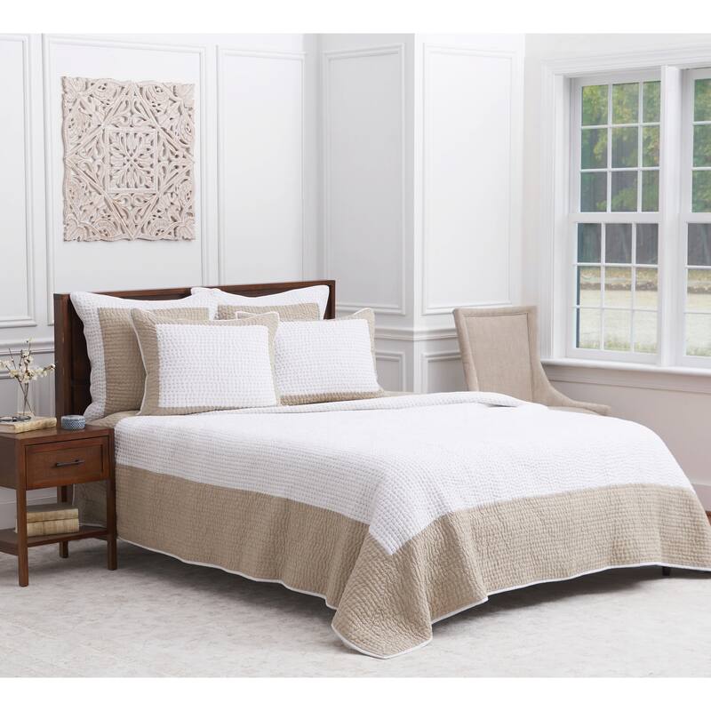 Tamia Natural Bedding Quilt Collection - Queen - 1 Piece