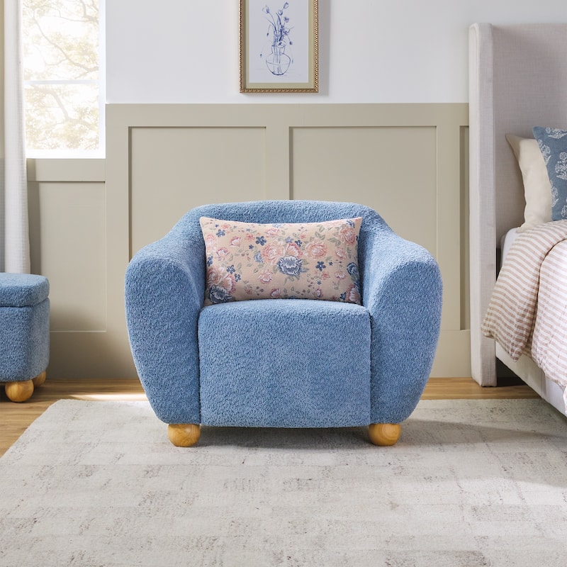 Walker Edison Contemporary Boucle Lounge Accent Chair - Soft Blue