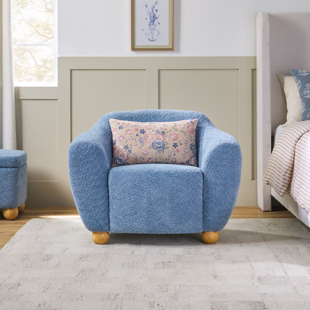 Walker Edison Contemporary Boucle Easy Assembly Lounge Accent Chair