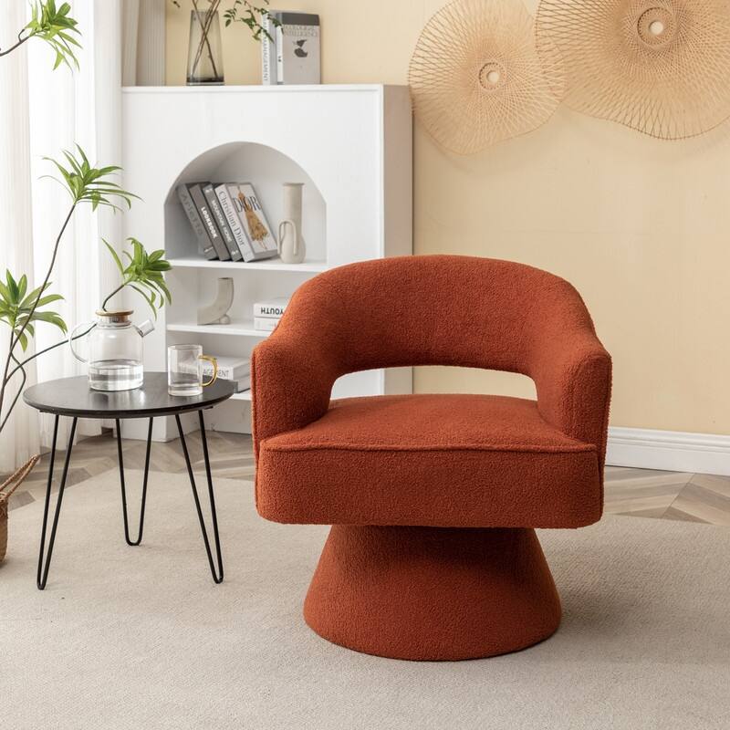SEYNAR Modern Glam Open Back Velvet Upholstered Round Swivel Accent Arm Barrel Chair for Living Room