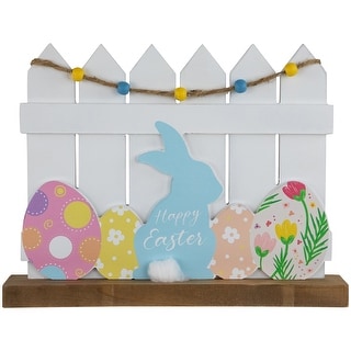 Happy Easter Bunny with Picket Fence Decoration - 11.75" - Bed Bath & Beyond - 39959340