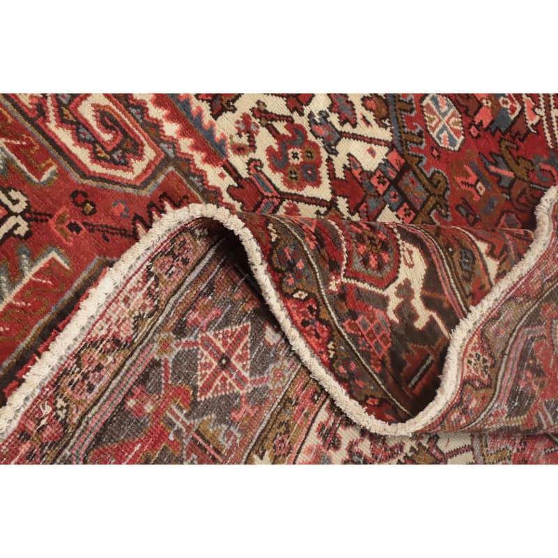 Hand Knotted Oriental 100% Wool Carpet Traditional Medallion Red Heriz Area Rug - 12' 8'' X 9' 11''