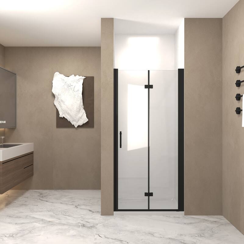 Framed Bifold Shower Door in Matte Black - 30'' x 0.23'' x 72''