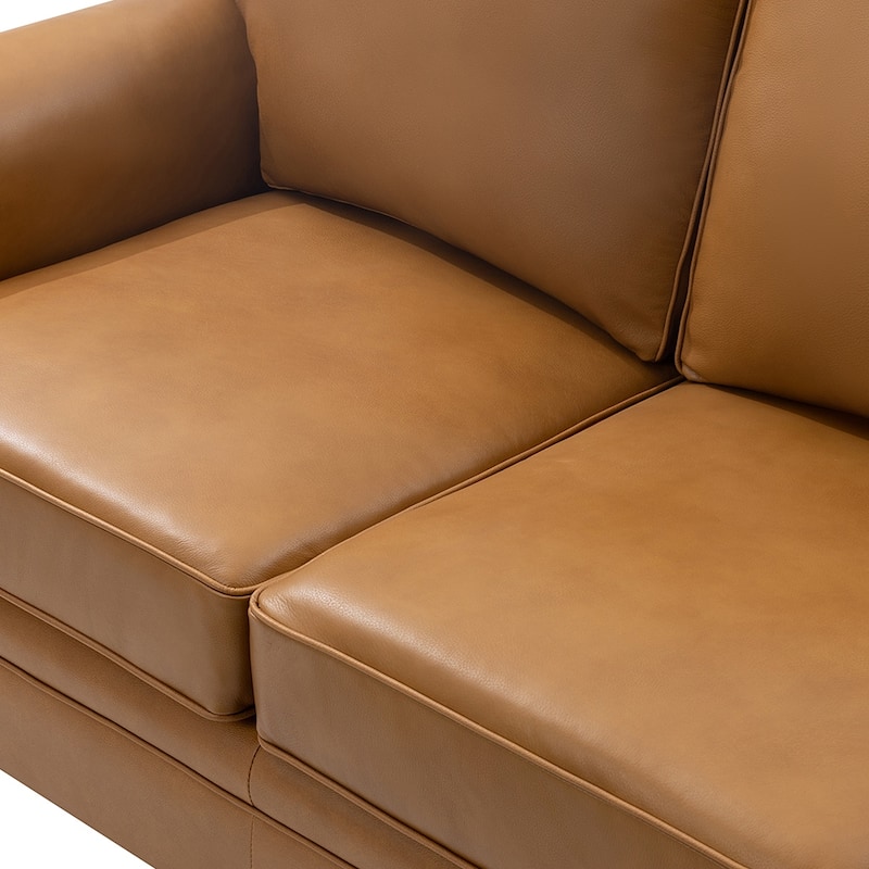Filomena Transitional 5 Piece Genuine Leather Living Room Set Sofa with Rolled Arms by HULALA HOME