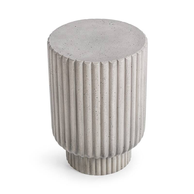 Classic Home Givens Outdoor Concrete Accent Table - 13.78 W x13.78 D x 19.69 H