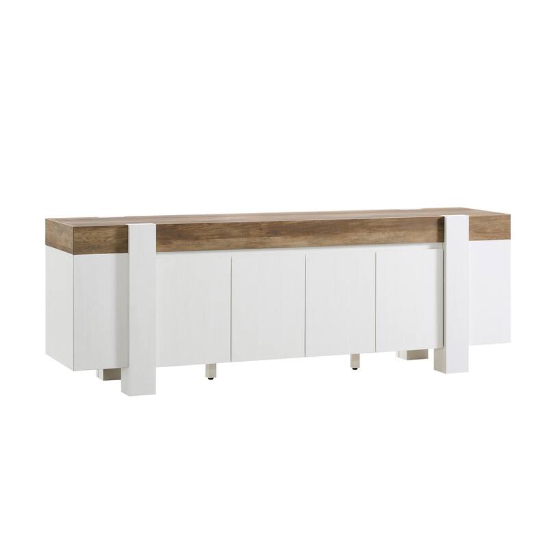Modern Farmhouse TV Stand, Wood Entertainment Center for Living Room