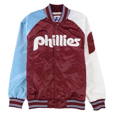 STARTER Mens Philadelphia Phillies Jacket,, Purple, Large (Regular)