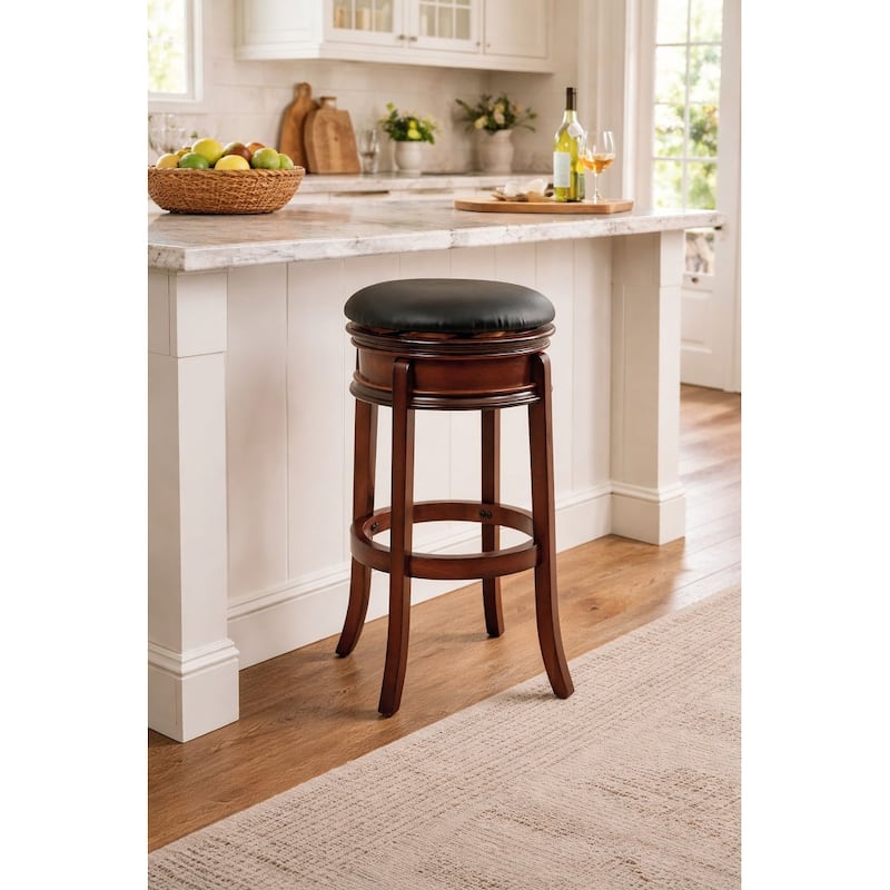 Magellan Brandy Finish Hardwood Swivel Stool - Bar Height