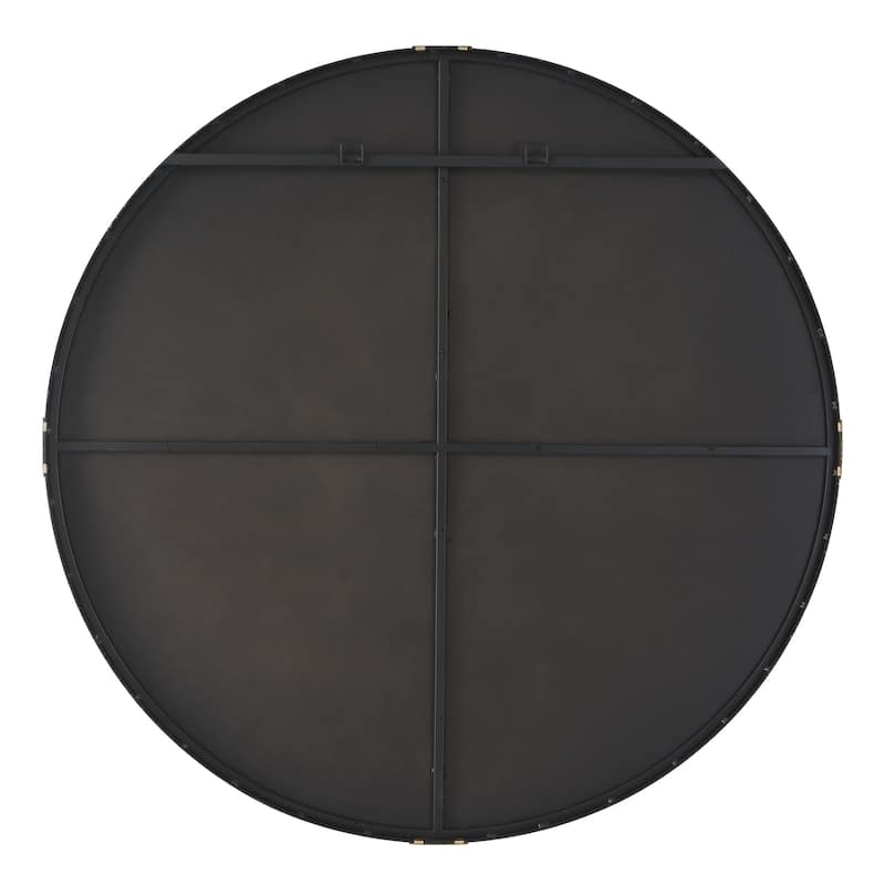 Band Framed Round Wall Mirror - 43" - Black and Gold
