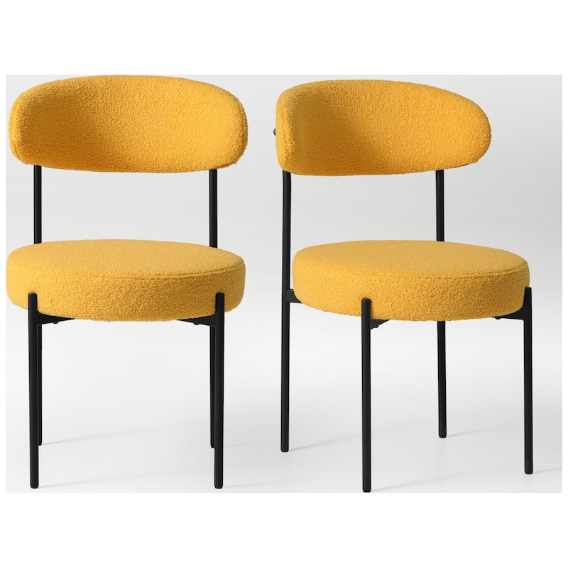 Bayville Mid-Century Curved Back Fabric Upholstered Metal Dining Chair (Set of 2)