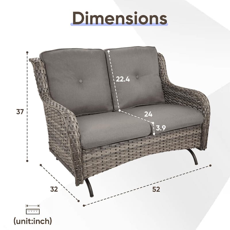 Gymojoy 2 Seat Stylish Patio Loveseat Glider Sofa with Water-Resistant Olefin Cushions