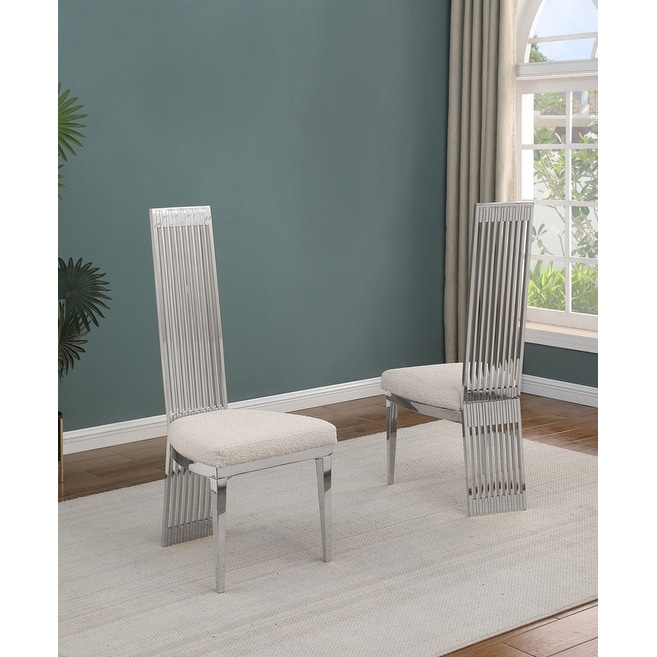 Best Quality Furniture Boucle Fabric Stainless Steel 2pc Chairs