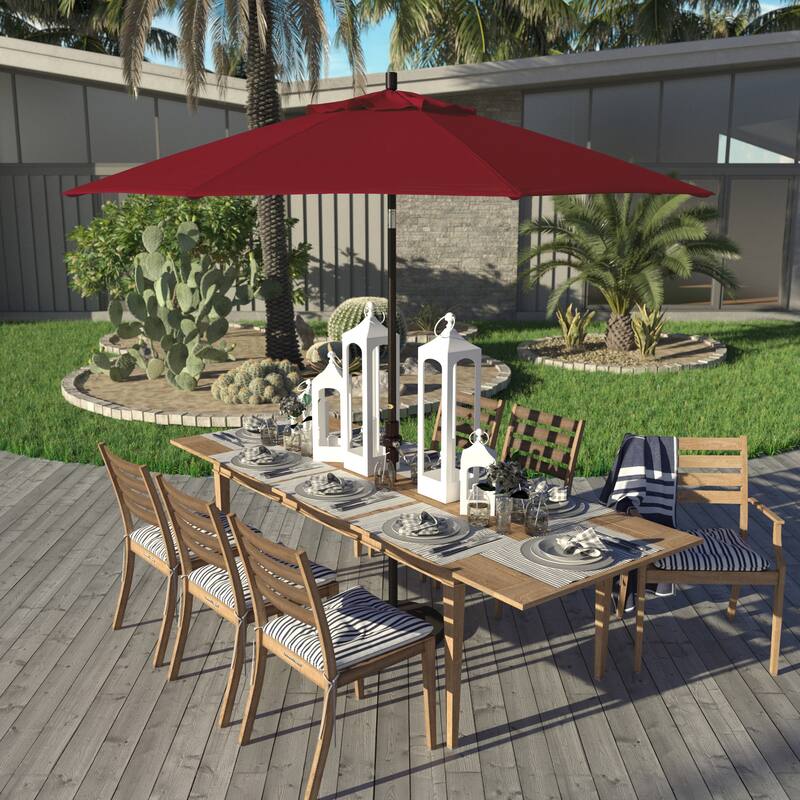 California Umbrella 9' Rd. Aluminum Patio Umbrella, Deluxe Crank Lift with Collar Tilt, Bronze Frame Finish, Pacifica Fabric - Red