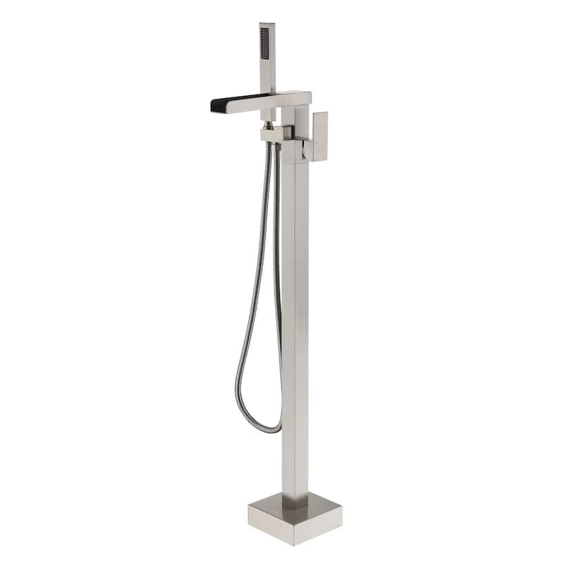 Freestanding Bathtub Faucet with Hand Held Shower - Brushed Nickel