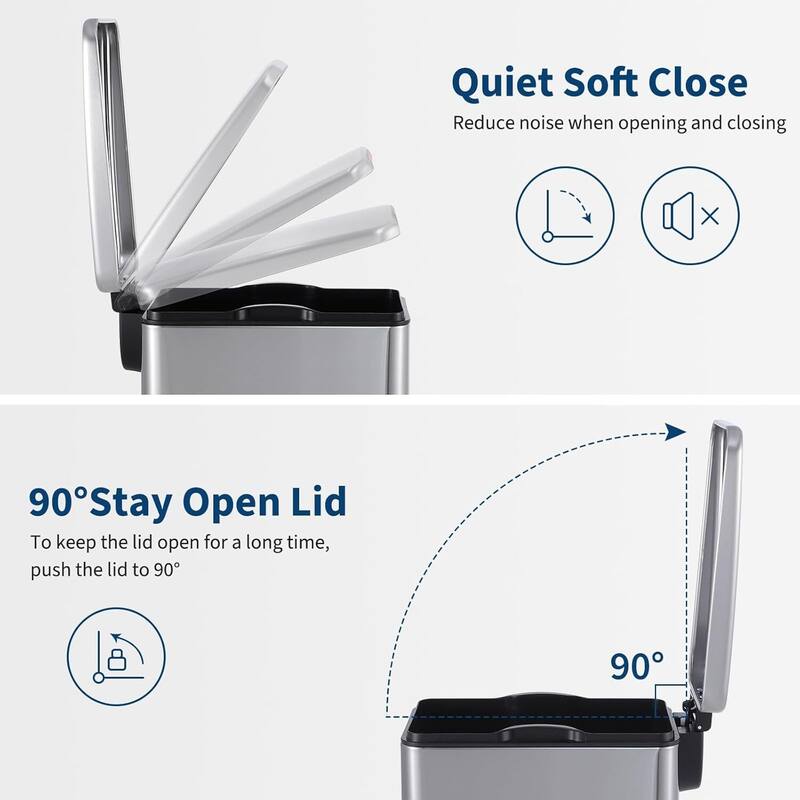 2.6 Gal Slim Kitchen Trash Can, Garbage Can for Kitchen, Bathroom Narrow Spaces