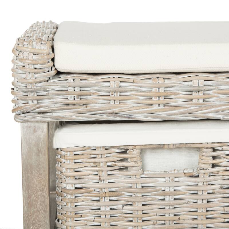 SAFAVIEH Rosalinda Rattan White 3-Drawer Storage Bench - 47Wx16Dx18H