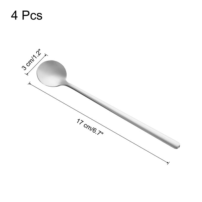 4pcs Espresso Spoons Stainless Steel Round Coffee Spoon - Silver Tone - 6.7 Inch